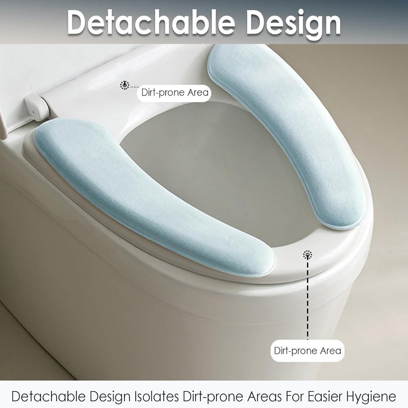 Iensen Thick and Elastic Toilet Seat Cover – Washable & Reusable with Double-Sided Hook and Loop Fastener for Easy Attachment – Cushioned Mat with Thick Sponge for Extra Comfort (Blue) - Image 5